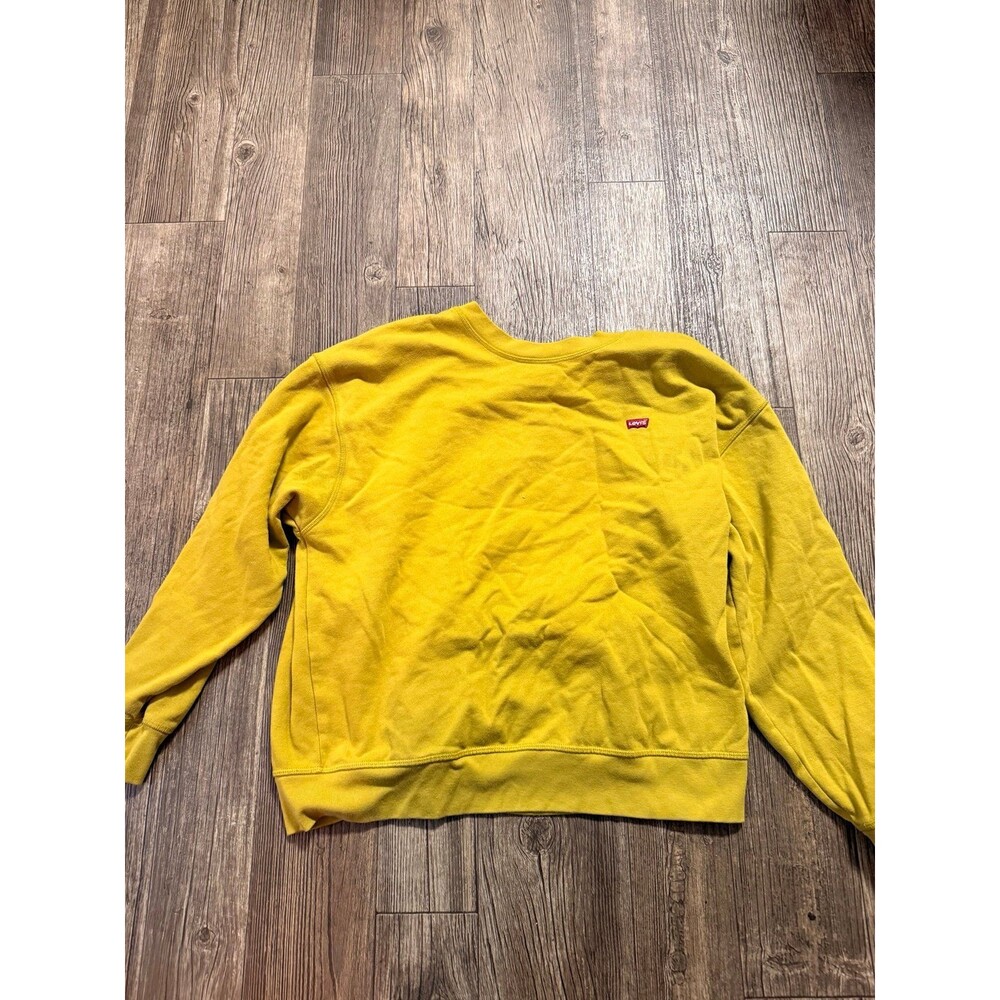 Levi's Yellow Cotton Knit Crew Neck Pullover Sweater XL Men's Logo Accent